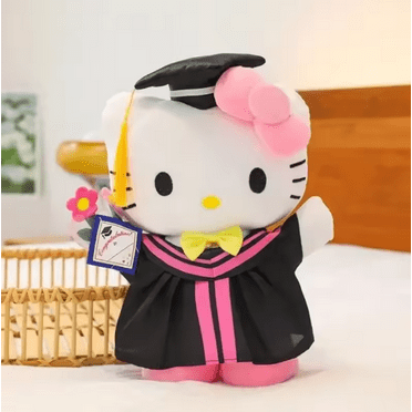 Sanrio Anime Plush 35cm Cinnamoroll My Melody Kuromi Hello Kitty Graduation Plushie Doll Kawaii Soft Stuffed Graduation, Christmas Gifts