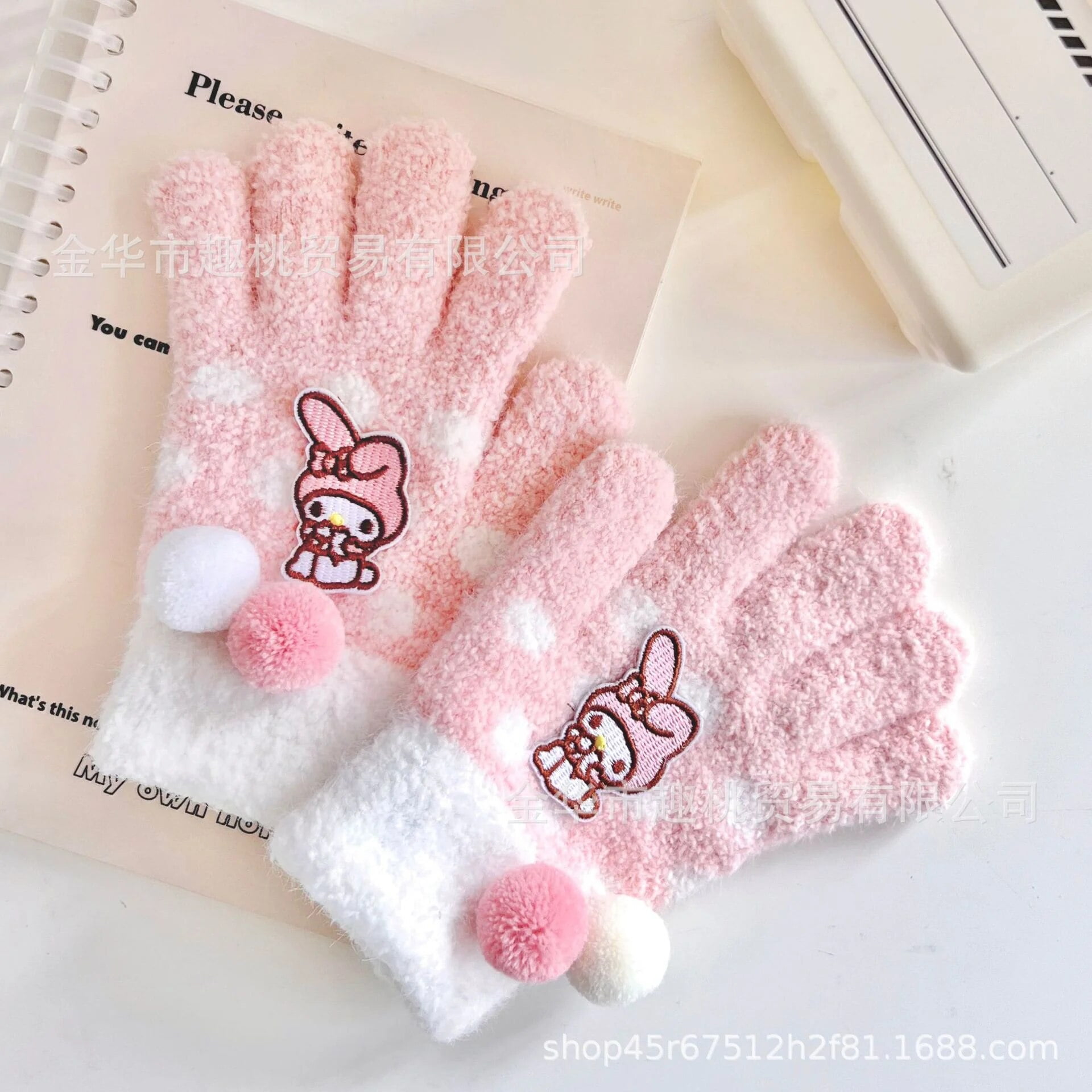 Sanrio Anime Plush Gloves Hello Kitty Kuromi My Melody Five Finger ...