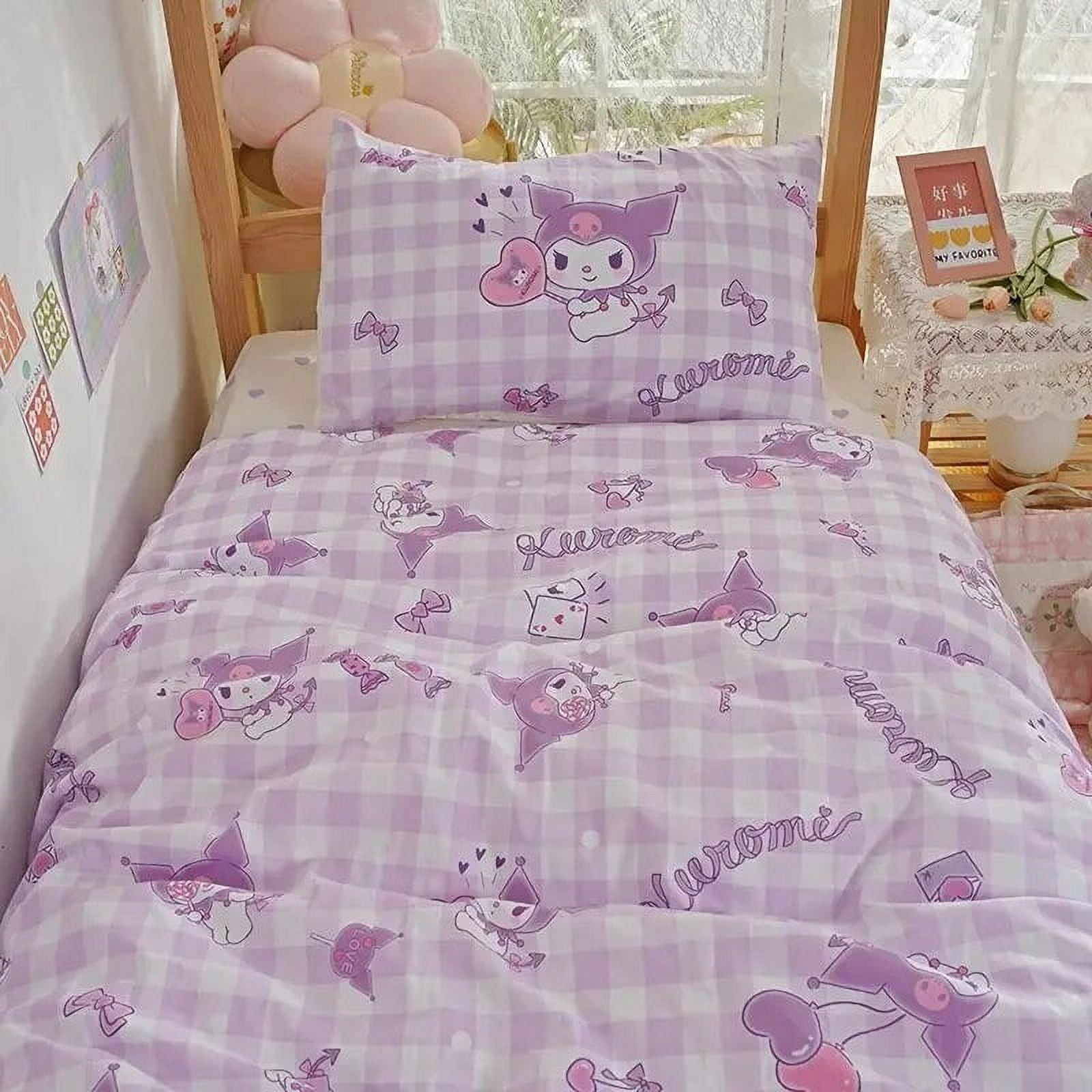 Sanrio Anime Series Lilac Duvet Cover Cartoon Kuromi Cute Bedding Set ...