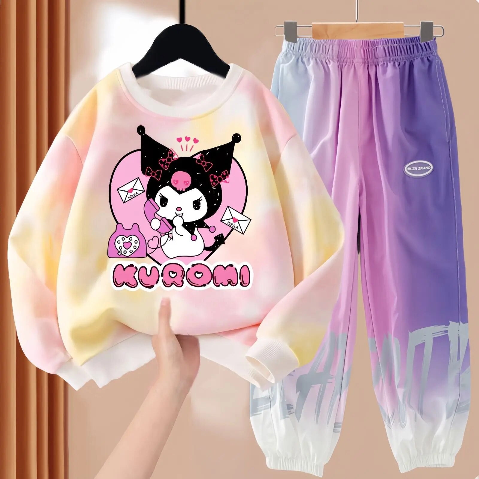 Sanrio Autumn Children Sports Suit Kawaii Cartoon Kuromi Fashion Casual ...