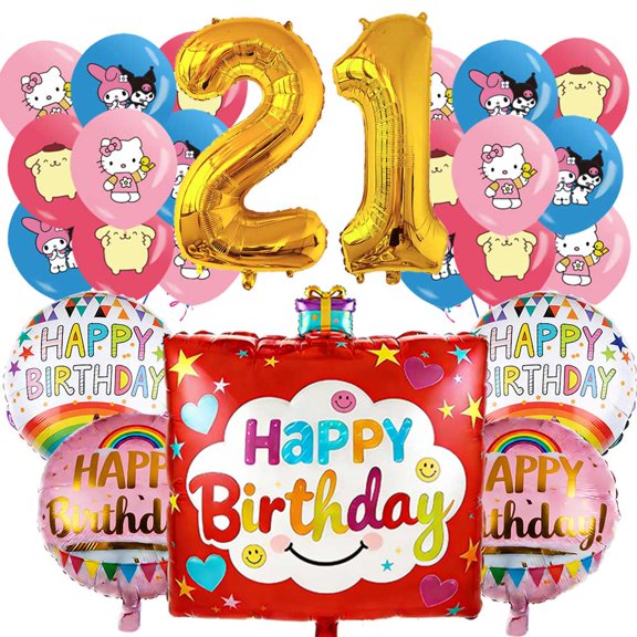 Sanrio Balloons Party Supplies 21th Big Number Decorations Decor Kit Birthday