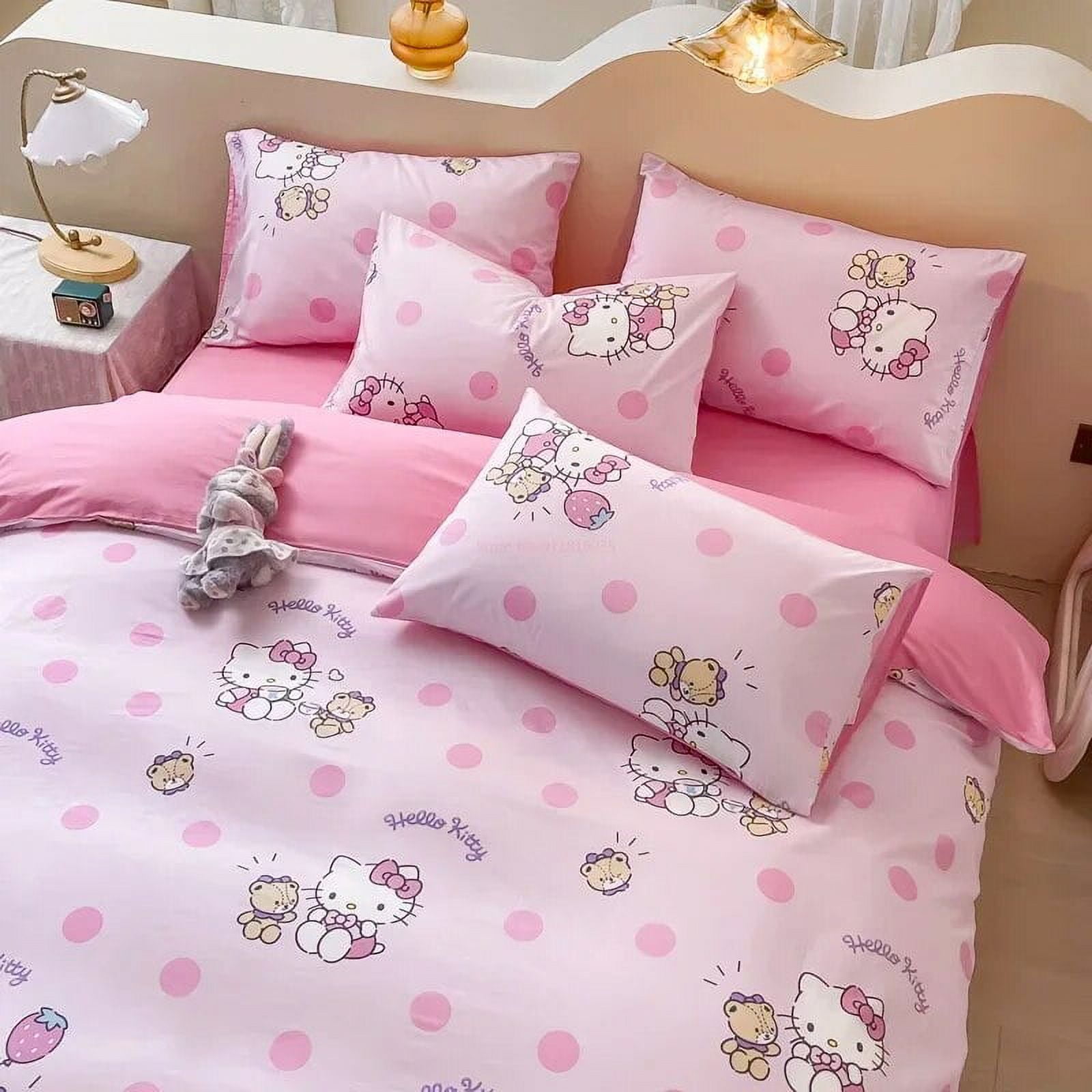 Sanrio Bedding Set 100cotton Kuromi Cinnamoroll Hello Kitty My Melody Duvet Cover Bed Sheet