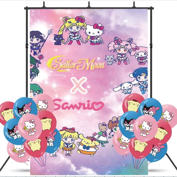 Sanrio Birthday Balloons Party Supplies Banner Backdrop Background Taspestry Poster Wall Decor