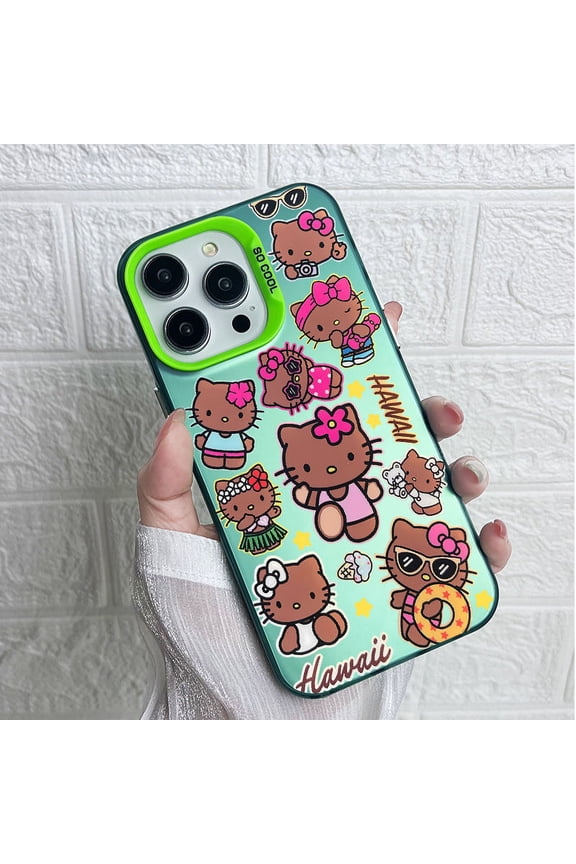Sanrio Black skinned Hello Kitty Phone Case For iPhone 15 14 13 12 11 Pro Max 7 8 Plus XR XS MAX Y2K Girl Anti Fall Cover