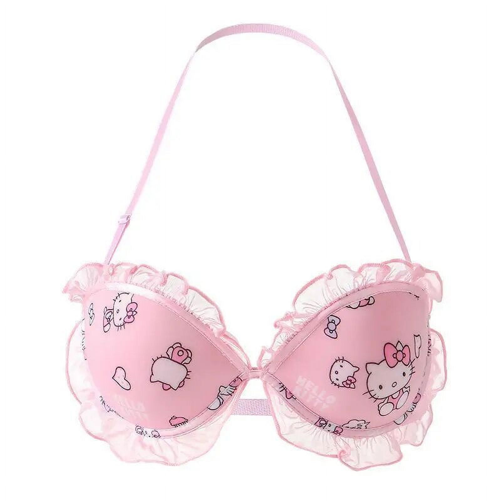 Sanrio Bra Set Hello Kitty Kawaii Sweet Underwear Panties And Bra Set Push Up Bra Comic 6893