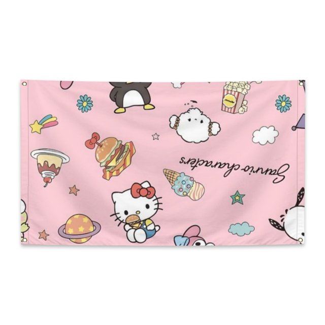 Sanrio Cartoon 3×4 ft Face Flag Vivid Color and Fade proof Canvas