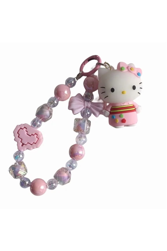 Sanrio Cartoon Animation Cute Hello Kitty Bead Chain Versatile Bracelet Backpack Pendant Key Mobile Phone Chain Holiday Gift