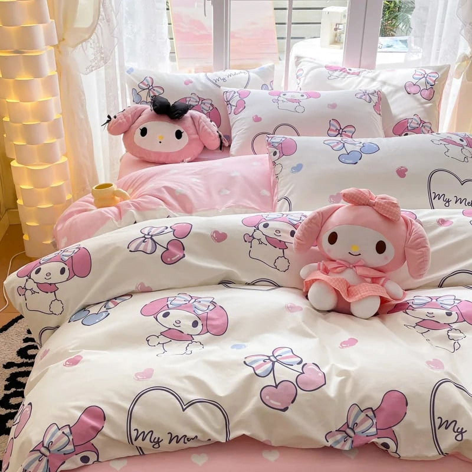 Sanrio Cartoon Bed Set Of Four Cinnamoroll Cotton Kawaii Kuromi Cute ...