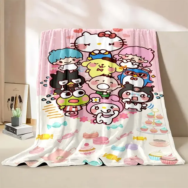 Sanrio Cartoon Character Hello Kitty Blanket Flannel Fluffy Soft Throw