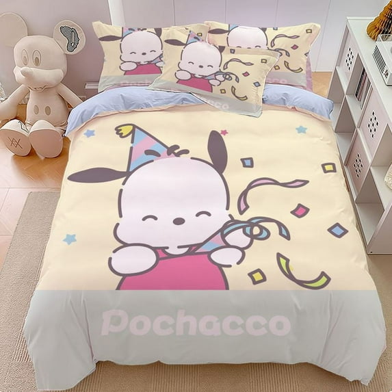 Sanrio Cartoon Cinnamon Roll Four-piece Set Cute Kuromi Melody Bed Sheet Personality Pochacco Home Three-piece Set