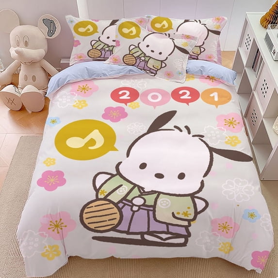 Sanrio Cartoon Cinnamon Roll Four-piece Set Cute Kuromi Melody Bed Sheet Personality Pochacco Home Three-piece Set