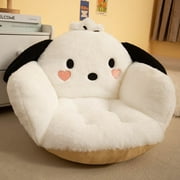 Sanrio Cartoon Cinnamoroll Winter Plush Half Kuromi My Melody Black Cushion Backrest Dormitory Office Non-slip Chair Cushion Toy