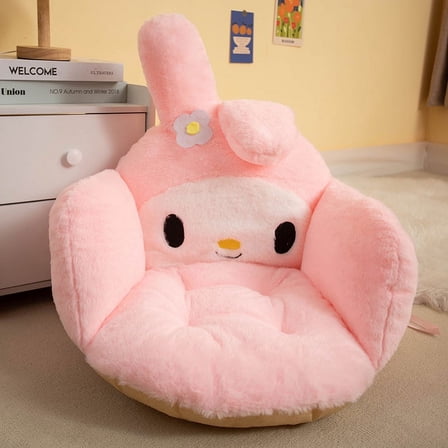 Sanrio Cartoon Cinnamoroll Winter Plush Half Kuromi My Melody Black Cushion Backrest Dormitory Office Non-slip Chair Cushion Toy
