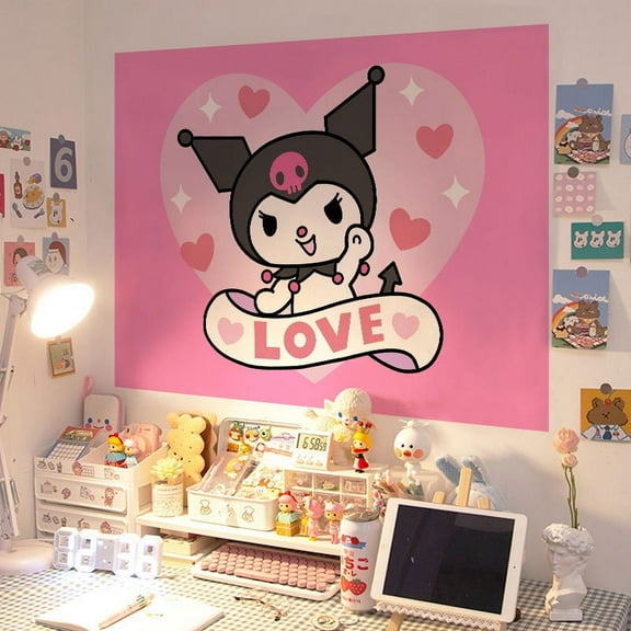 Sanrio Cartoon Poster Wall Stickers Bedroom Girl Room Decoration Wall Stickers Mymelody Kuromi Cinnamoroll Kawaii Anime Toy Gift