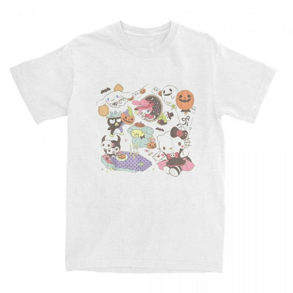 Sanrio Characters Costume Party Halloween Men Women T Shirt Casual Tees Short Sleeve T-Shirts Pure Cotton Plus Size Clothes