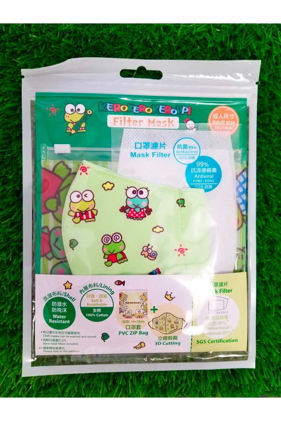 Characters Face Mask Cotton Water Resistance with 2 Filters & Pouch