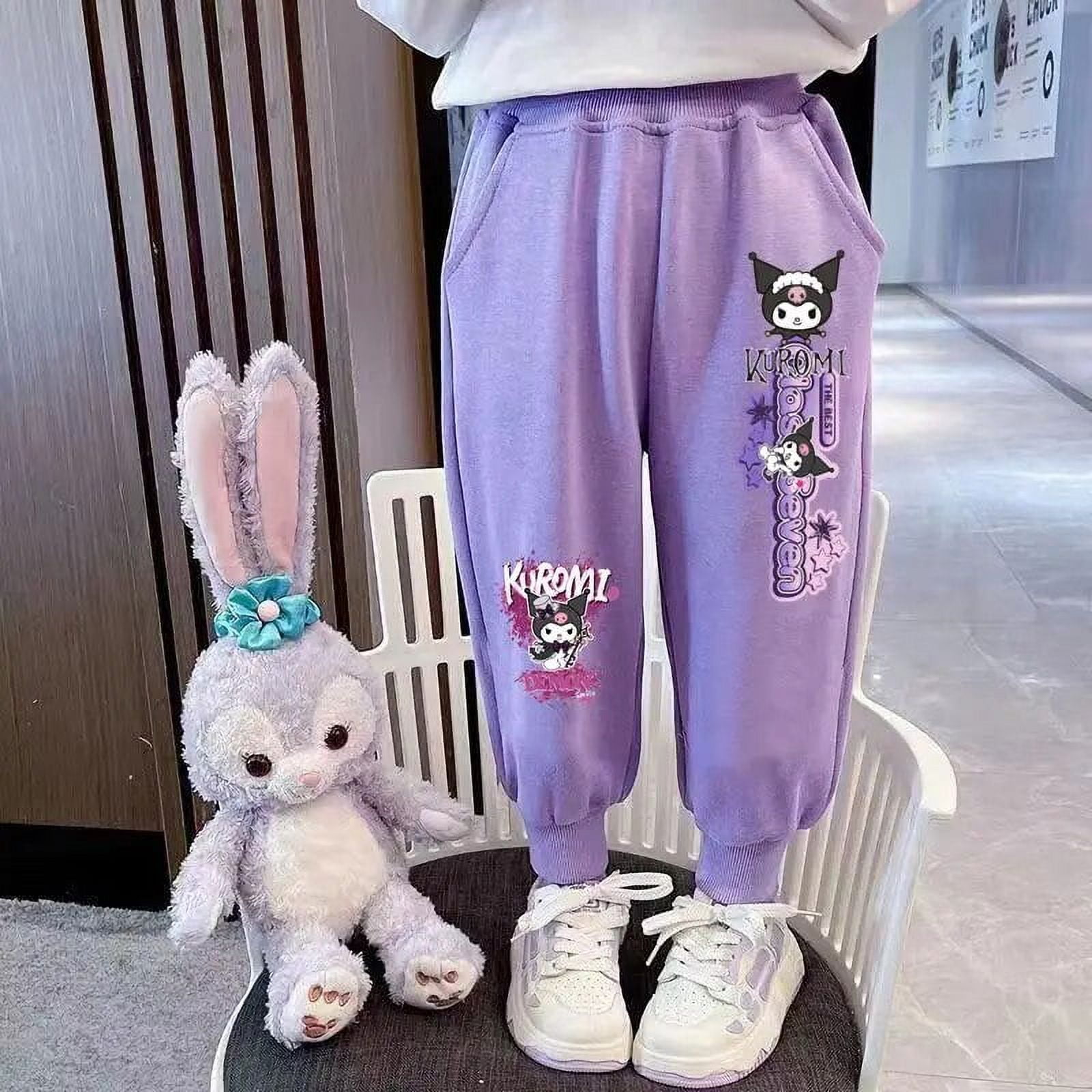 Sanrio Child Kuromi Sweatpants Anime Figure Spring and Autumn Hello Kitty Casual for Kids Girl Sweet Cartoon Cute Hot New Style Walmart
