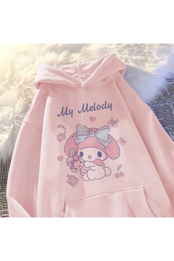 Sanrio Children Hoodies Cute Kawaii My Melody Winter Autumn Pullover Tops Anime Cartoon Pupil Cotton Sweaters Clothes Gifts Girl