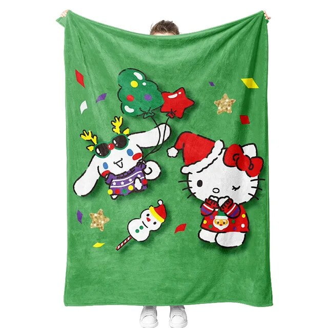 Sanrio Christmas Blanket Hello Kitty Cinnamoroll Kuromi My Melody