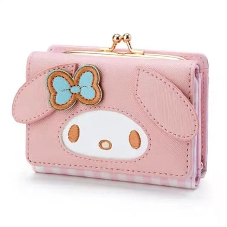 Sanrio Cinnamoroll Bag Wallet Casual Fashion PU Leather Coin Purse Cute Kuromi My Melody Cute Folding Card Bags for Women Walle