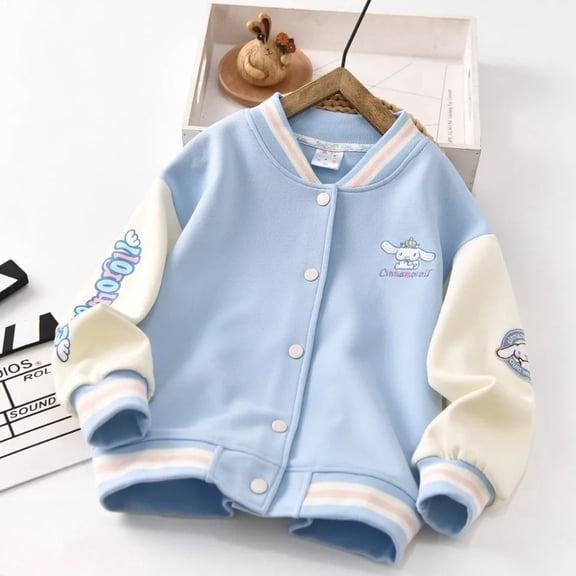 Sanrio Cinnamoroll Baseball Uniform Kawaii Anime Cartoon Coat Sweet and Cute Jacket Spring Autumn Clothing