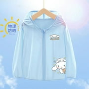 Sanrio Cinnamoroll Boys Girls Sunscreen Summer New Hooded Anti-Ultraviolet Ice Silk Thin Section Breathable Sunscreen Shirt Gift