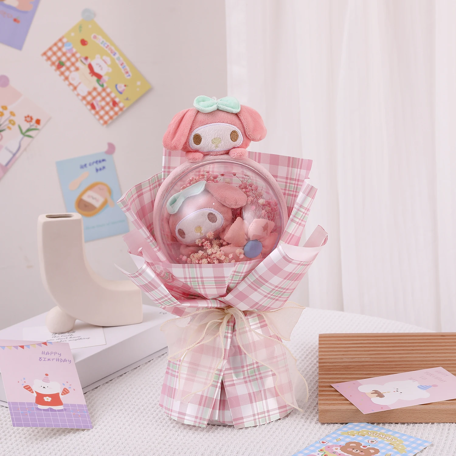 Sanrio Cinnamoroll Cartoon Stuffed Flower Bobo Ball Kuromi Plush Doll ...