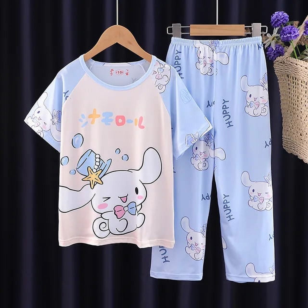 Sanrio Cinnamoroll Children Pajamas Suit Hello Kitty Sleepwear Kuromi ...