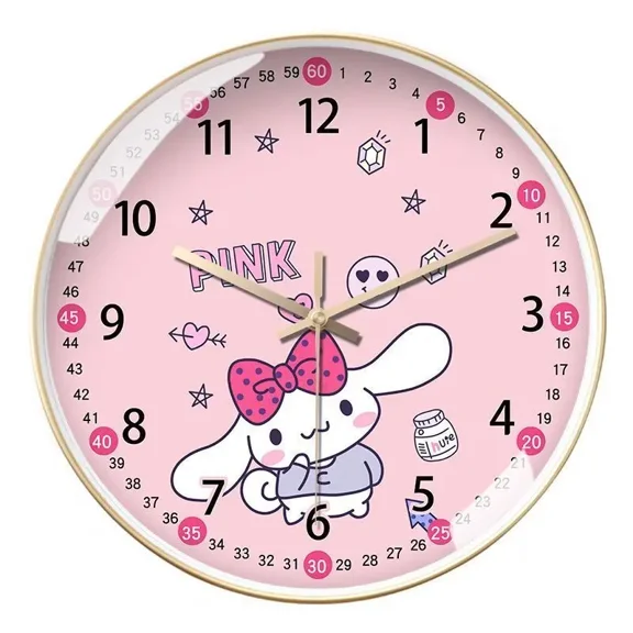 Sanrio Cinnamoroll Creative Cartoon Cute Home Living Room Fashion Silent Wall-mounted Quartz Clock