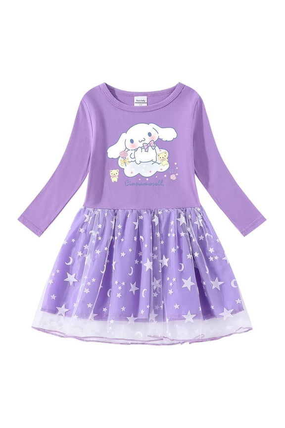 Sanrio Cinnamoroll Dress Cartoon Long Sleeve Skirt Dress Spring Autumn Clothing