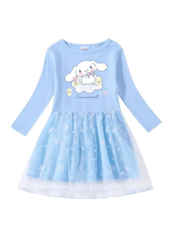 Sanrio Cinnamoroll Dress Cartoon Long Sleeve Skirt Dress Spring Autumn Clothing