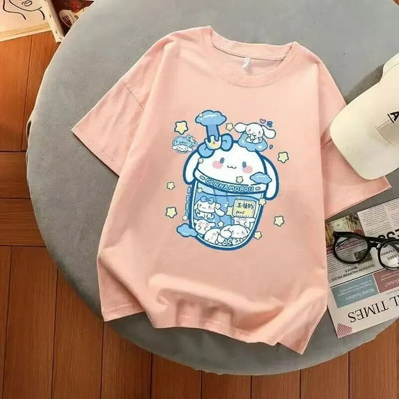 Sanrio Cinnamoroll Girl Gothic Y2k Top Aesthetic Harajuku Summer New Oversized T Shirt Multicolor Graphic T Shirts Women Clothes