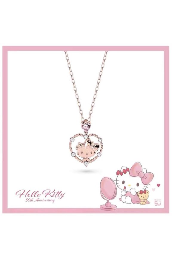 Sanrio Cinnamoroll Hello Kitty Kuromi Necklace Heart Crown Pendant Fashion Versatile Necklaces Jewelry Gift