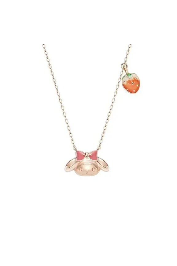 Sanrio Cinnamoroll Hello Kitty Kuromi Necklace Heart Crown Pendant Fashion Versatile Necklaces Jewelry Gift