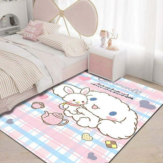 Sanrio Cinnamoroll Kawaii Printing Carpet for Living Room Bedroom Home Decor Area Rug Non-slip Mat Pink Room Decor