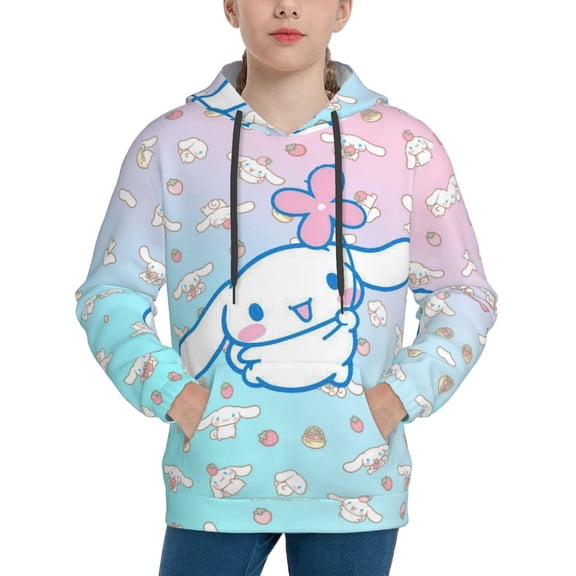 Sanrio Cinnamoroll Kids' Hoodie 3d Print Sweatshirt Soft Pullover Hooded With Big Pockets Fans Gifts For Boys Or Girls Medium