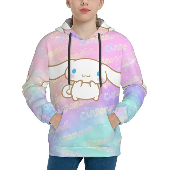 Sanrio Cinnamoroll Kids' Hoodie 3d Print Sweatshirt Soft Pullover Hooded With Big Pockets Fans Gifts For Boys Or Girls Small