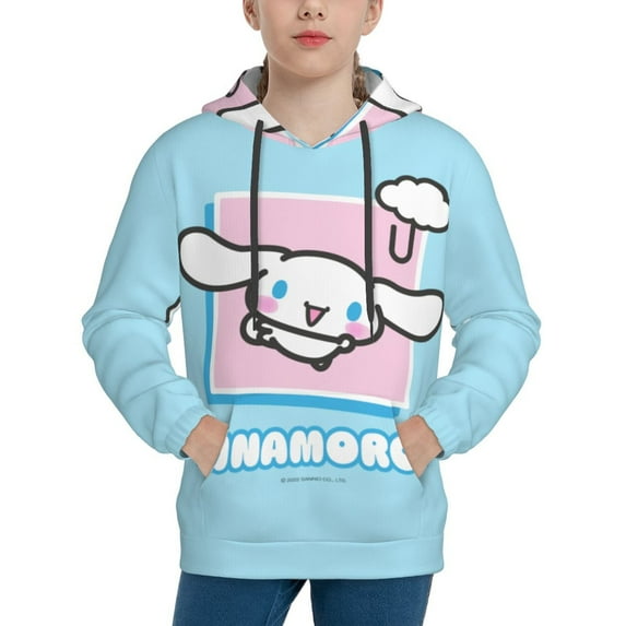 Sanrio Cinnamoroll Kids' Hoodie 3d Print Sweatshirt Soft Pullover Hooded With Big Pockets Fans Gifts For Boys Or Girls Small