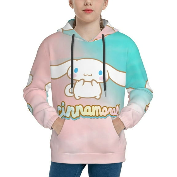 Sanrio Cinnamoroll Kids' Hoodie 3d Print Sweatshirt Soft Pullover Hooded With Big Pockets Fans Gifts For Boys Or Girls Small