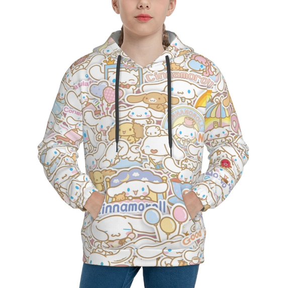 Sanrio Cinnamoroll Kids' Hoodie 3d Print Sweatshirt Soft Pullover Hooded With Big Pockets Fans Gifts For Boys Or Girls Small