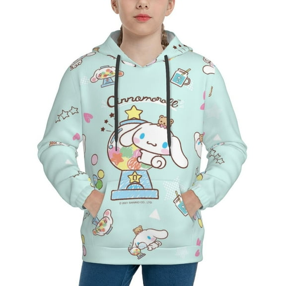 Sanrio Cinnamoroll Kids' Hoodie 3d Print Sweatshirt Soft Pullover Hooded With Big Pockets Fans Gifts For Boys Or Girls Small