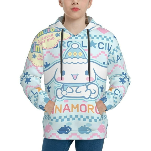Sanrio Cinnamoroll Kids' Hoodie 3d Print Sweatshirt Soft Pullover Hooded With Big Pockets Fans Gifts For Boys Or Girls Small