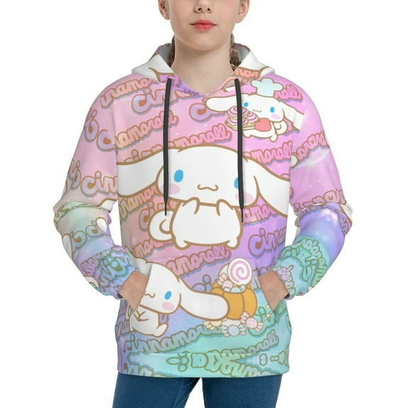 Sanrio Cinnamoroll Kids' Hoodie 3d Print Sweatshirt Soft Pullover Hooded With Big Pockets Fans Gifts For Boys Or Girls Small