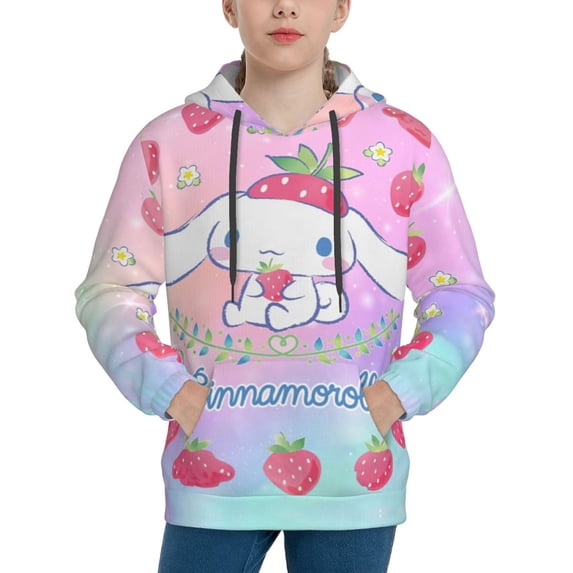 Sanrio Cinnamoroll Kids' Hoodie 3d Print Sweatshirt Soft Pullover Hooded With Big Pockets Fans Gifts For Boys Or Girls Small