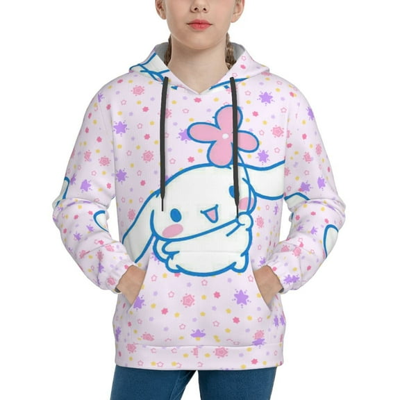 Sanrio Cinnamoroll Kids' Hoodie 3d Print Sweatshirt Soft Pullover Hooded With Big Pockets Fans Gifts For Boys Or Girls X-Large