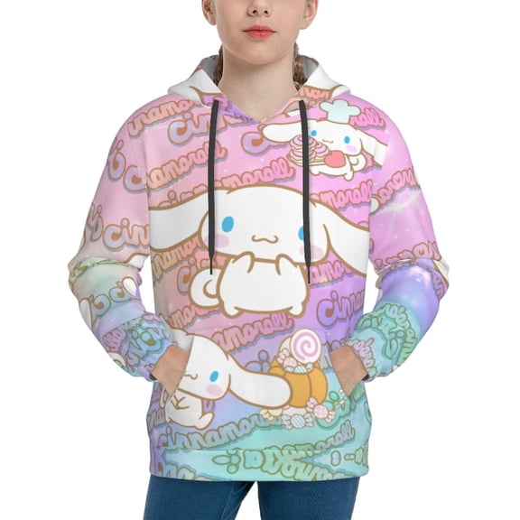 Sanrio Cinnamoroll Kids' Hoodie 3d Print Sweatshirt Soft Pullover Hooded With Big Pockets Fans Gifts For Boys Or Girls X-Large