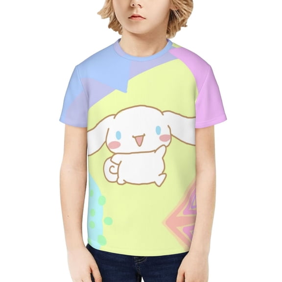 Sanrio Cinnamoroll Kids T-Shirt 3d Printed Graphic T-Shirts Boys And Girls Short Sleeve Shirts For Youth Kids Small