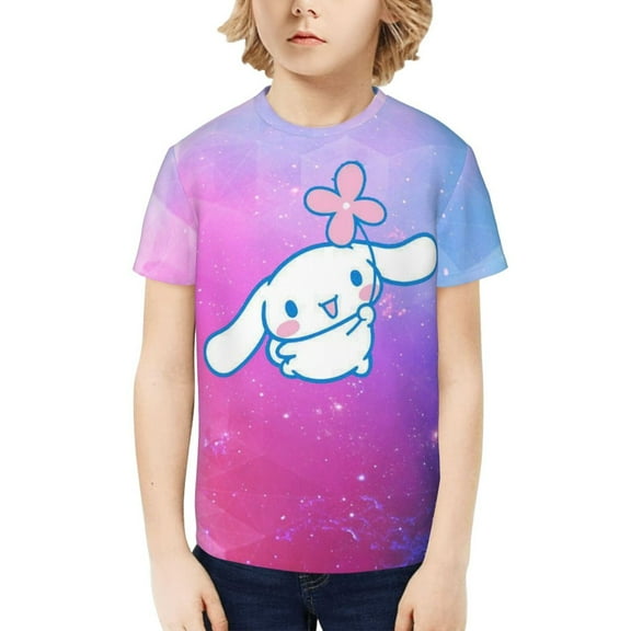 Sanrio Cinnamoroll Kids T-Shirt 3d Printed Graphic T-Shirts Boys And Girls Short Sleeve Shirts For Youth Kids X-Small