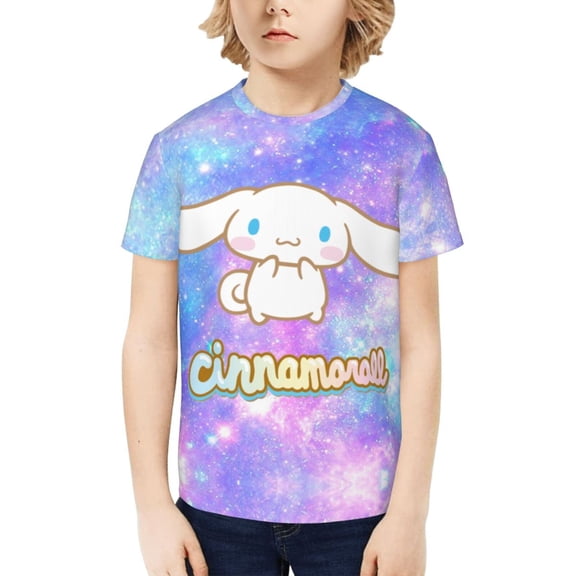 Sanrio Cinnamoroll Kids T-Shirt 3d Printed Graphic T-Shirts Boys And Girls Short Sleeve Shirts For Youth Kids X-Small