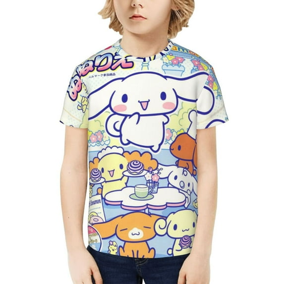 Sanrio Cinnamoroll Kids T-Shirt 3d Printed Graphic T-Shirts Boys And Girls Short Sleeve Shirts For Youth Kids X-Small